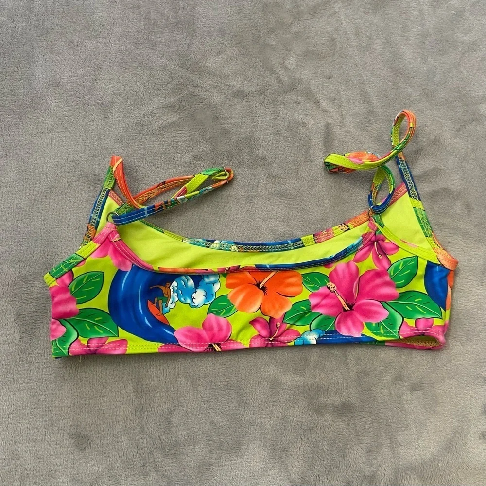 New! Frankie’s bikinis Dallas bralette top in neon surfer 24124